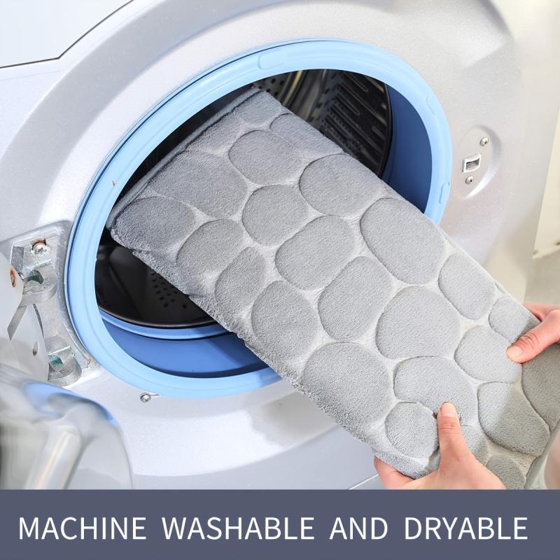 Memory Foam Bath Mat Cobblestone Bathroom Rugs Water Absorbent Bath Mats