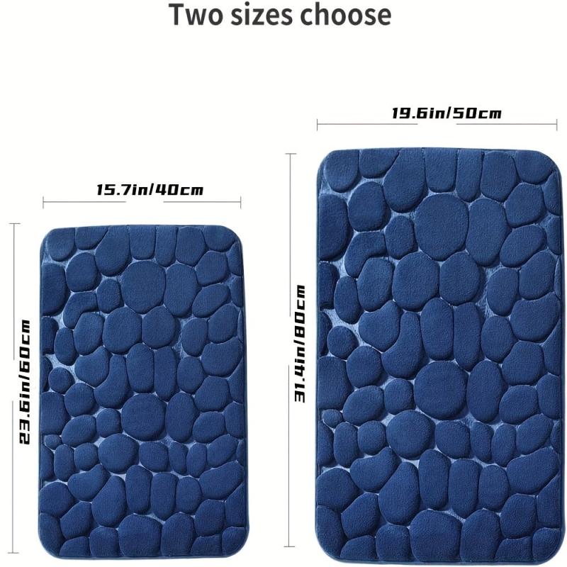 Memory Foam Bath Mat Cobblestone Bathroom Rugs Water Absorbent Bath Mats