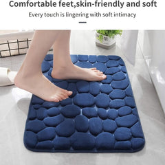 Memory Foam Bath Mat Cobblestone Bathroom Rugs Water Absorbent Bath Mats