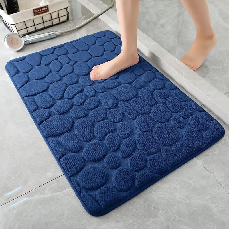 Memory Foam Bath Mat Cobblestone Bathroom Rugs Water Absorbent Bath Mats