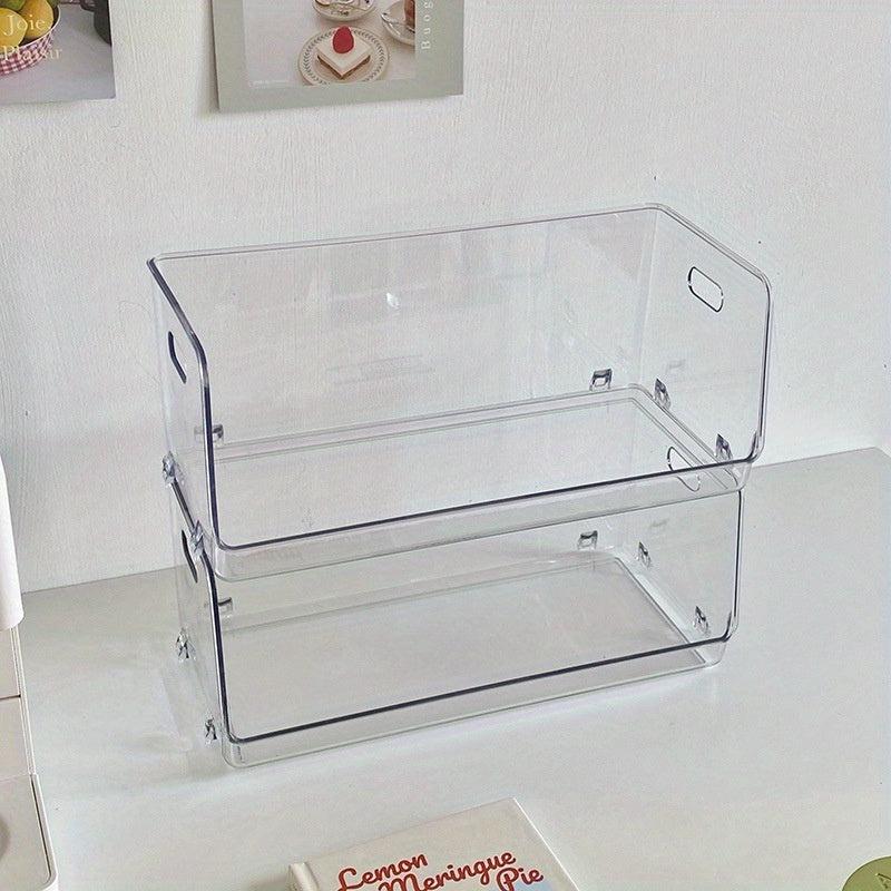 2pcs Transparent Desktop Storage Box for Cosmetics, Snacks and Sundries