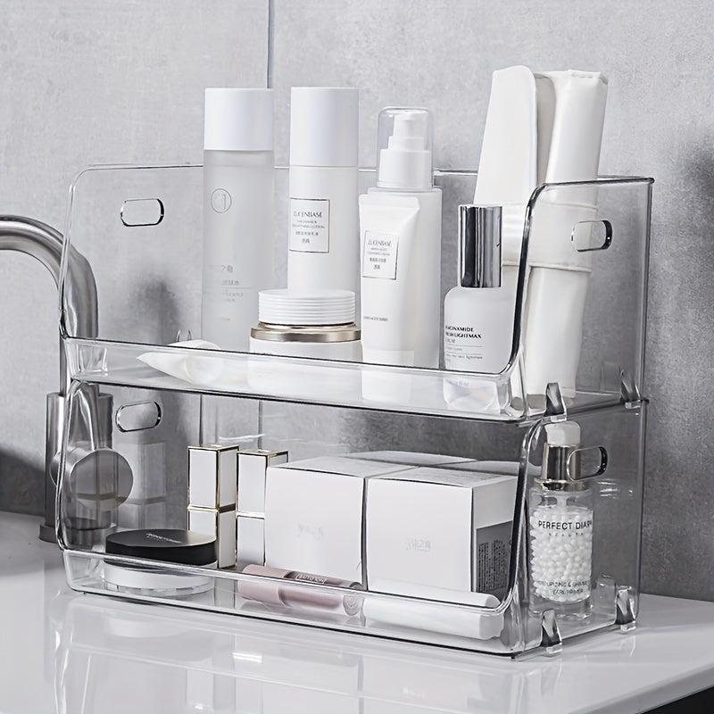 2pcs Transparent Desktop Storage Box for Cosmetics, Snacks and Sundries
