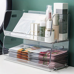 2pcs Transparent Desktop Storage Box for Cosmetics, Snacks and Sundries