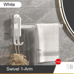 Swivel Towel Rack Wall Mounted Towel Bar with Multiple Hanging Options