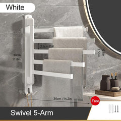 Swivel Towel Rack Wall Mounted Towel Bar with Multiple Hanging Options