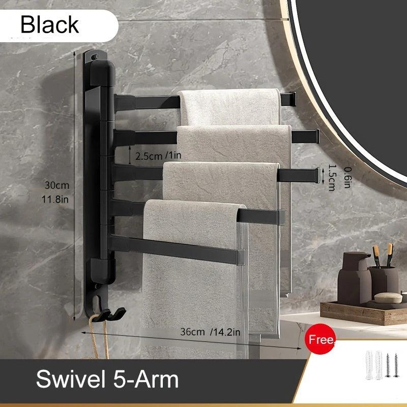 Swivel Towel Rack Wall Mounted Towel Bar with Multiple Hanging Options