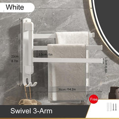 Swivel Towel Rack Wall Mounted Towel Bar with Multiple Hanging Options