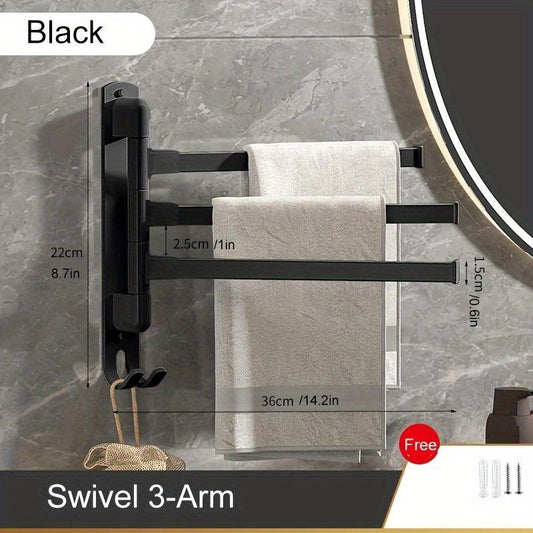 Swivel Towel Rack Wall Mounted Towel Bar with Multiple Hanging Options