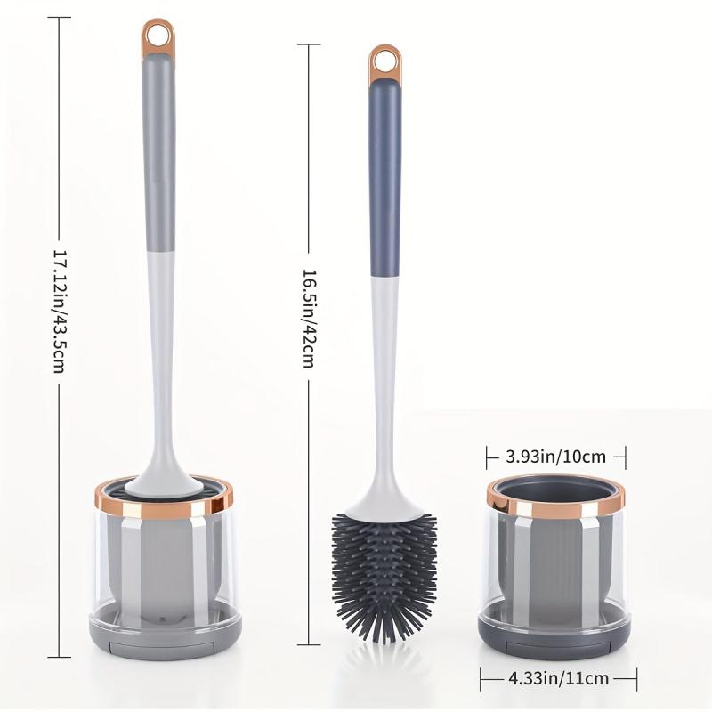 Silicone Toilet Brush Set with Holder and Tweezers for Bathroom Deep Cleaning