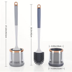 Silicone Toilet Brush Set with Holder and Tweezers for Bathroom Deep Cleaning