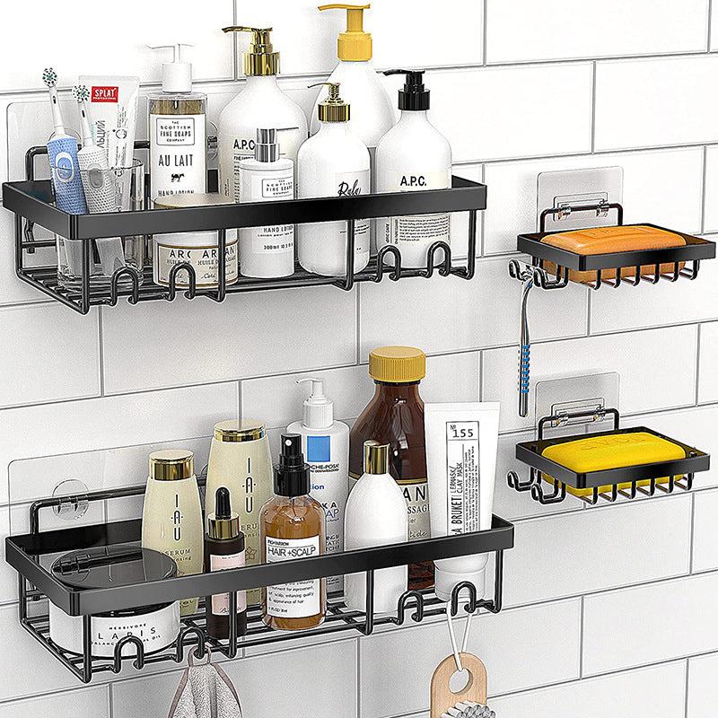 Rustproof Shower Caddy with Hooks - Wall Mounted Adhesive Organizer