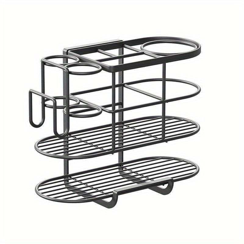 Curling Iron Hair Dryer Rack Wall Mounted Bathroom Organizer
