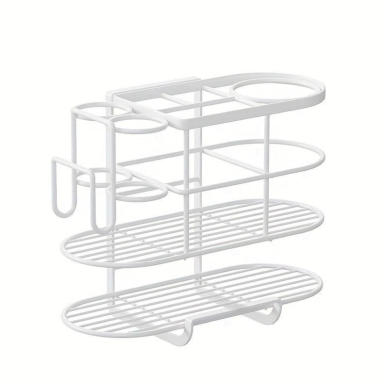 Curling Iron Hair Dryer Rack Wall Mounted Bathroom Organizer