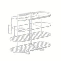 Curling Iron Hair Dryer Rack Wall Mounted Bathroom Organizer