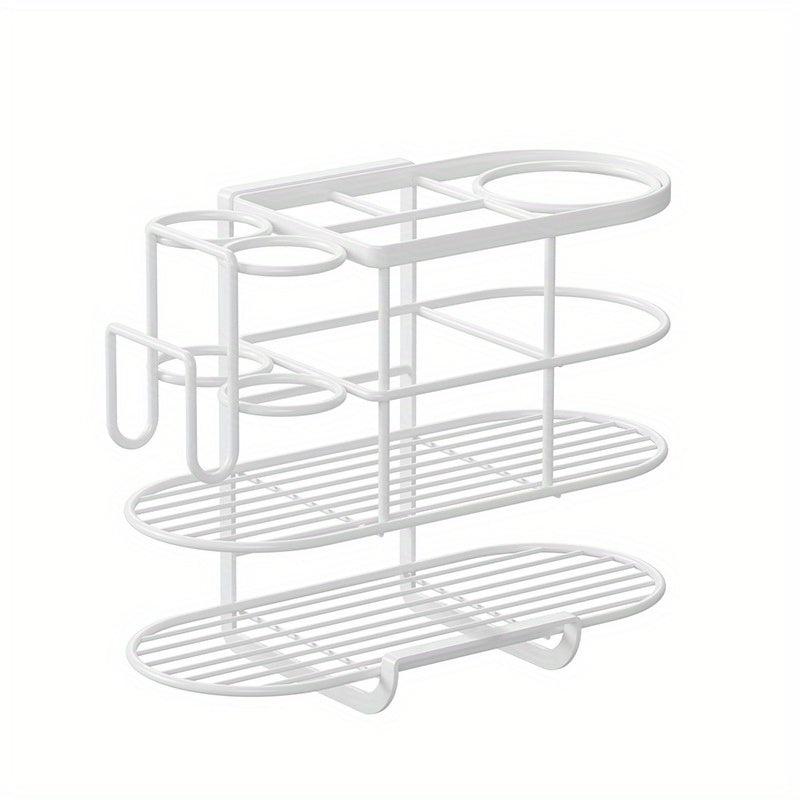 Curling Iron Hair Dryer Rack Wall Mounted Bathroom Organizer