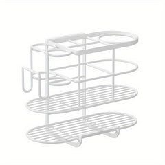 Curling Iron Hair Dryer Rack Wall Mounted Bathroom Organizer