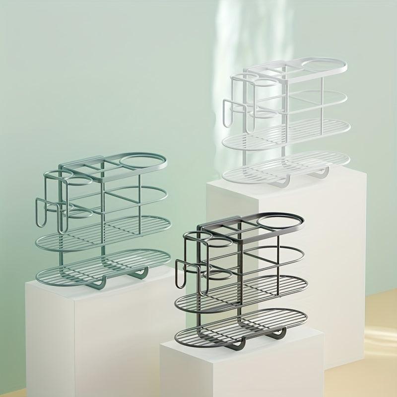Curling Iron Hair Dryer Rack Wall Mounted Bathroom Organizer