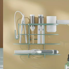 Curling Iron Hair Dryer Rack Wall Mounted Bathroom Organizer