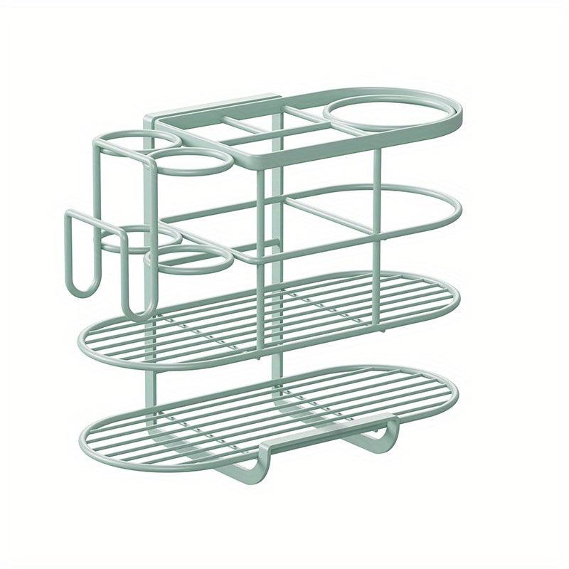 Curling Iron Hair Dryer Rack Wall Mounted Bathroom Organizer
