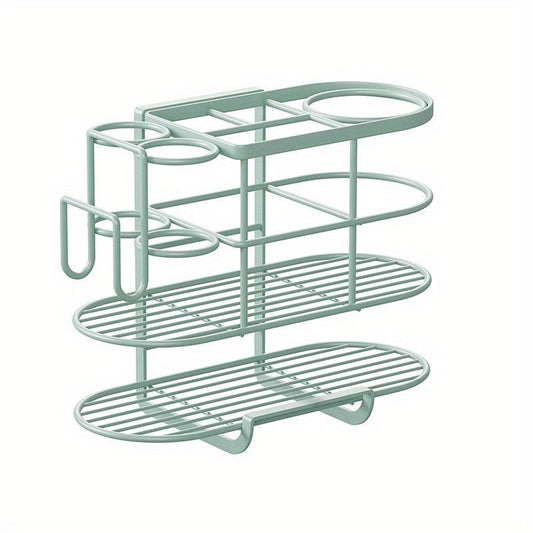 Curling Iron Hair Dryer Rack Wall Mounted Bathroom Organizer