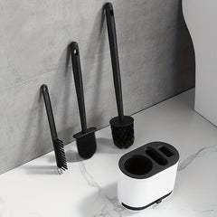 No Slip Silicone Toilet Brush Set with Long Handle and Soft Bristles