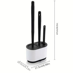No Slip Silicone Toilet Brush Set with Long Handle and Soft Bristles