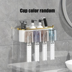 Toothbrush Holder & Gargle Cup Set Wall Mounted Bathroom Storage