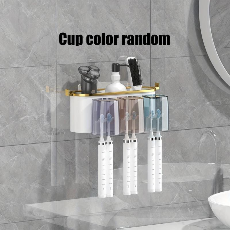 Toothbrush Holder & Gargle Cup Set Wall Mounted Bathroom Storage