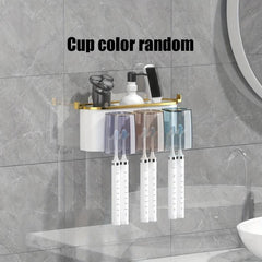 Toothbrush Holder & Gargle Cup Set Wall Mounted Bathroom Storage