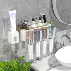 Toothbrush Holder & Gargle Cup Set Wall Mounted Bathroom Storage