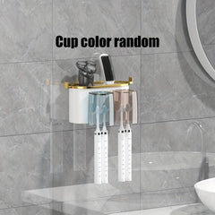 Toothbrush Holder & Gargle Cup Set Wall Mounted Bathroom Storage
