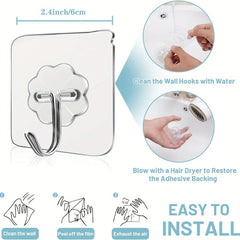 10pcs Self Adhesive Wall Hooks Waterproof Seamless Easy Hanging