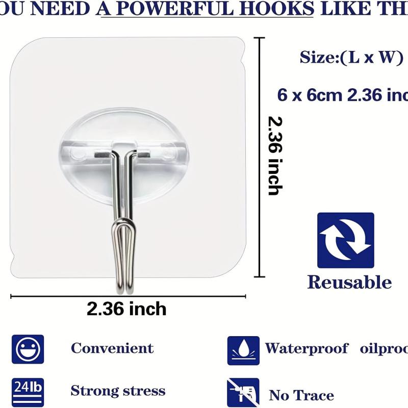 10pcs Self Adhesive Wall Hooks Waterproof Seamless Easy Hanging