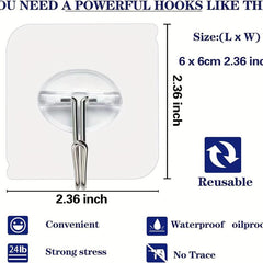 10pcs Self Adhesive Wall Hooks Waterproof Seamless Easy Hanging