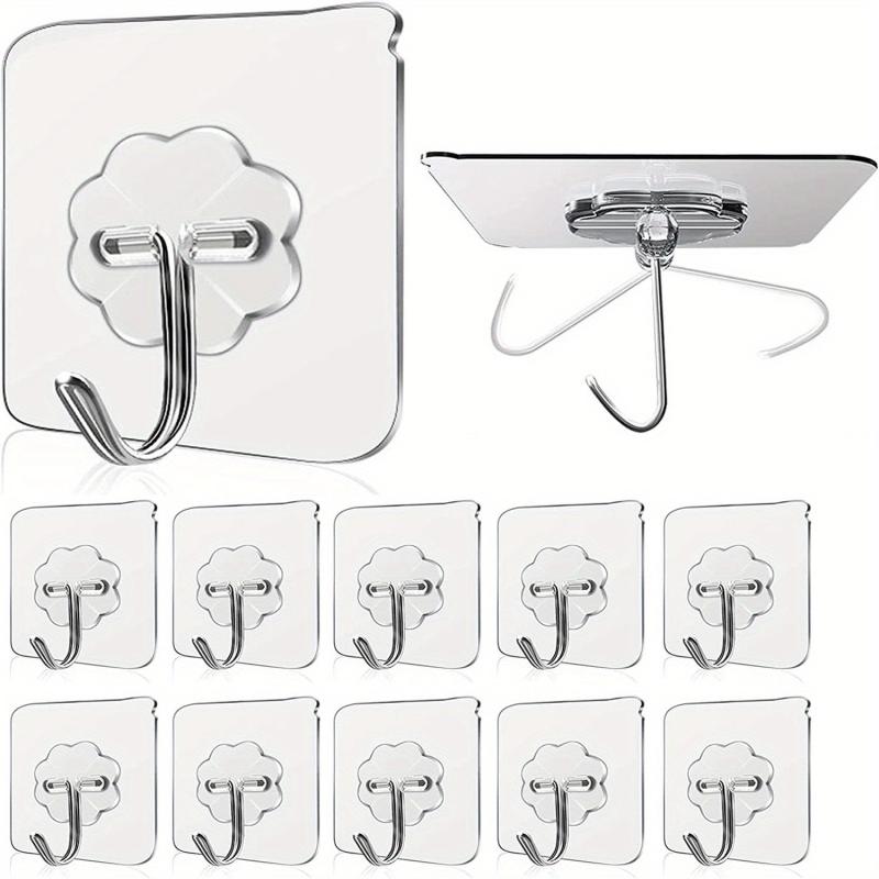 10pcs Self Adhesive Wall Hooks Waterproof Seamless Easy Hanging