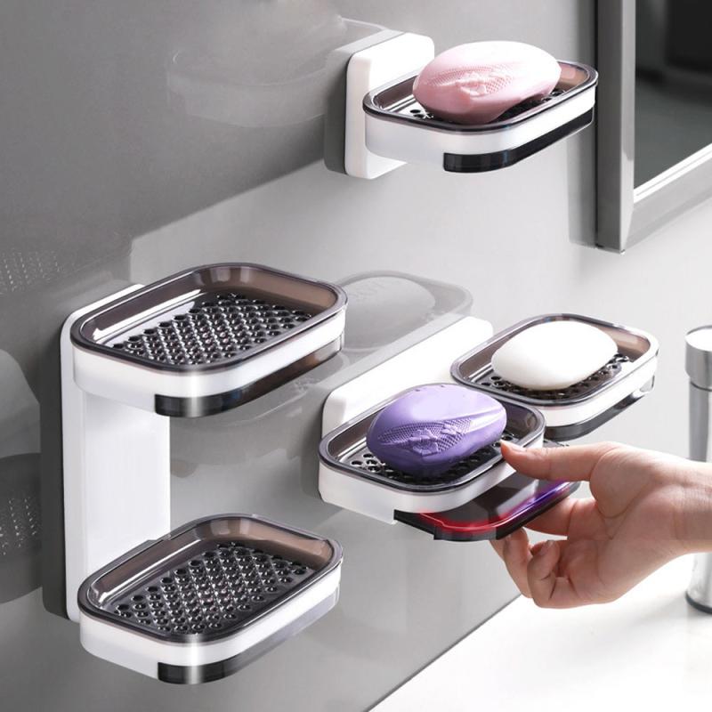 Wall Mounted Soap Dish with Drainage for Bathroom and Kitchen