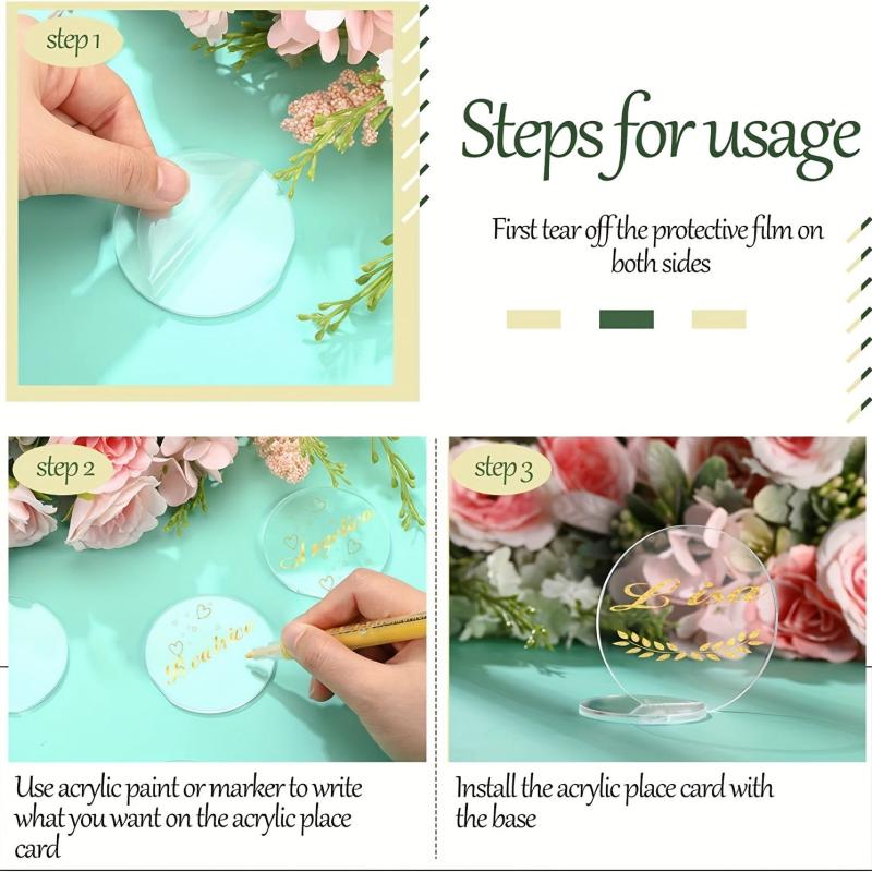 10pcs DIY Acrylic Seat Cards for Weddings Blank Table Plates