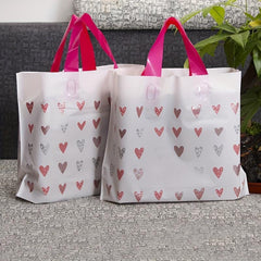 5pcs Heart Pattern Plastic Tote Bag - Party Favor Bag