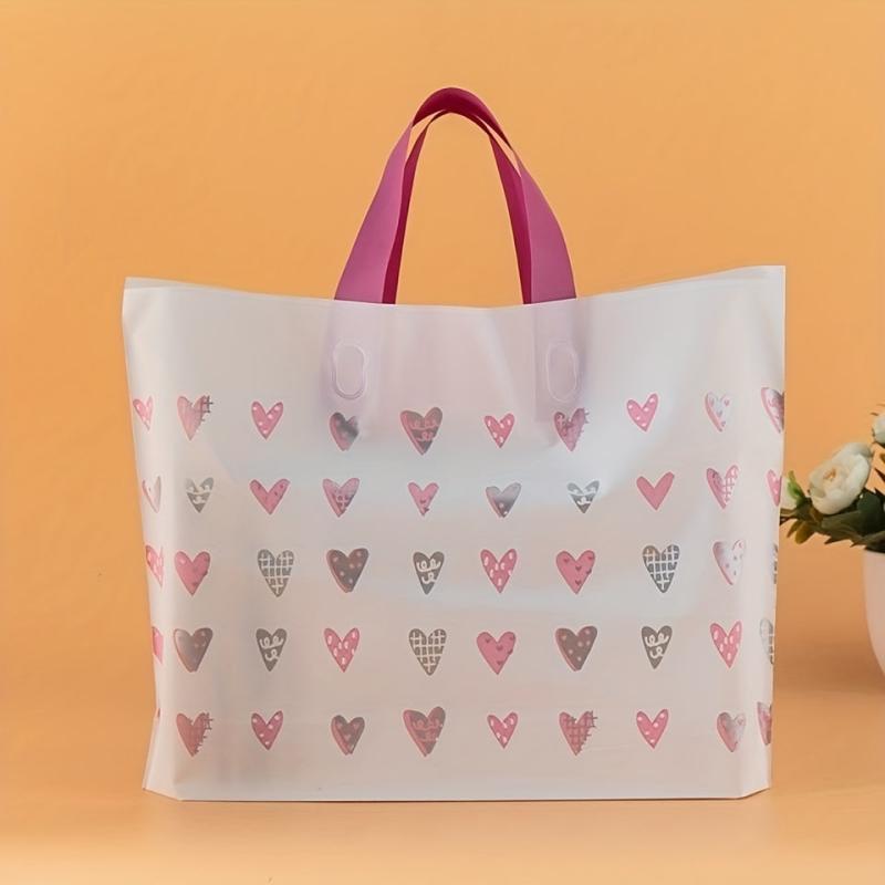 5pcs Heart Pattern Plastic Tote Bag - Party Favor Bag