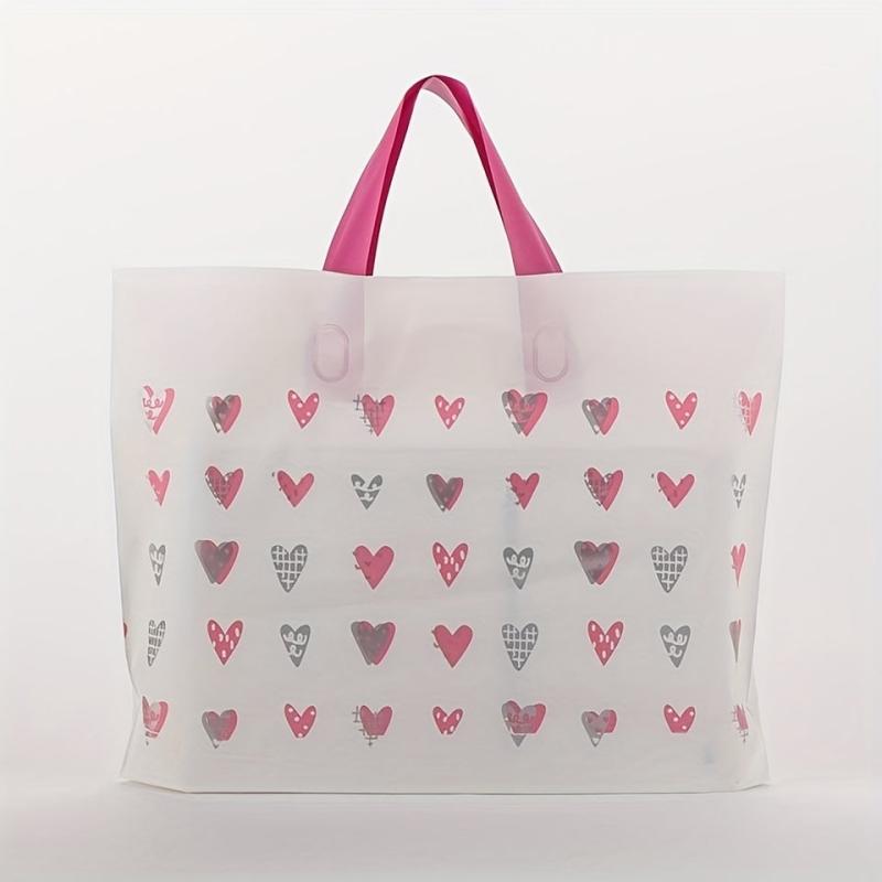 5pcs Heart Pattern Plastic Tote Bag - Party Favor Bag
