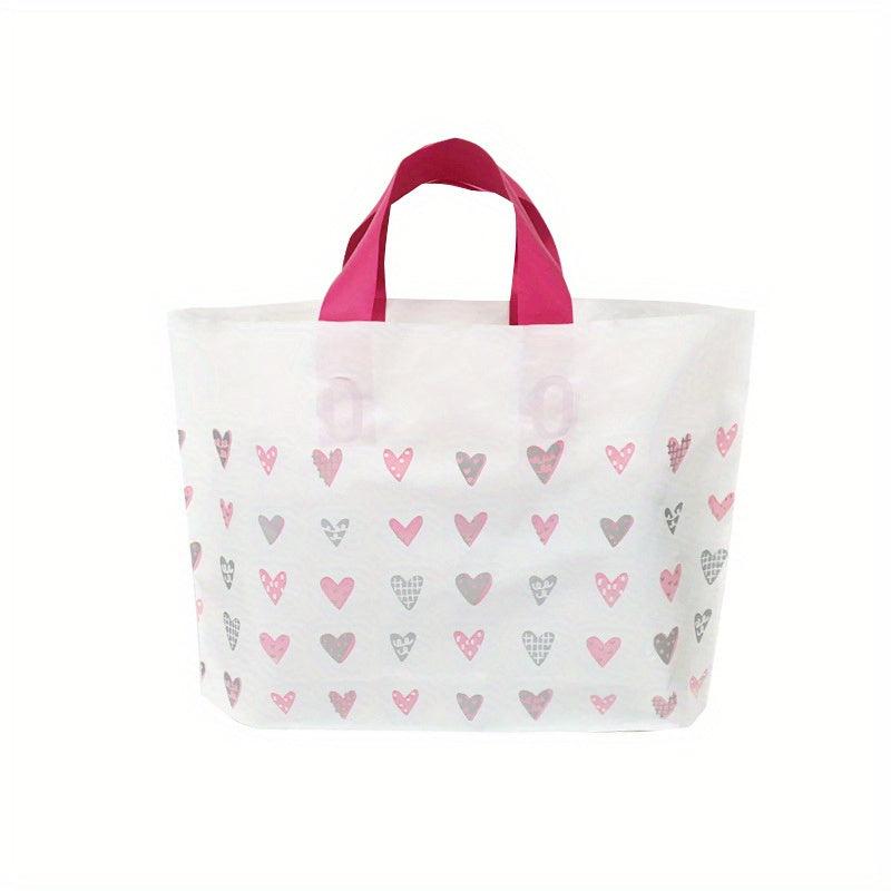 5pcs Heart Pattern Plastic Tote Bag - Party Favor Bag