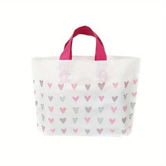 5pcs Heart Pattern Plastic Tote Bag - Party Favor Bag