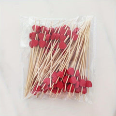 100pcs Bamboo Heart Food Skewers Cocktail Party Supplies