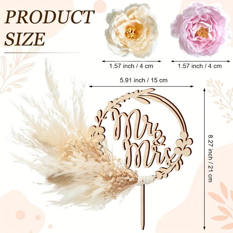 Boho Pampas Grass Cake Topper - Natural Touch
