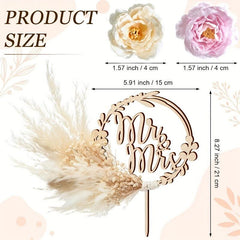 Boho Pampas Grass Cake Topper - Natural Touch