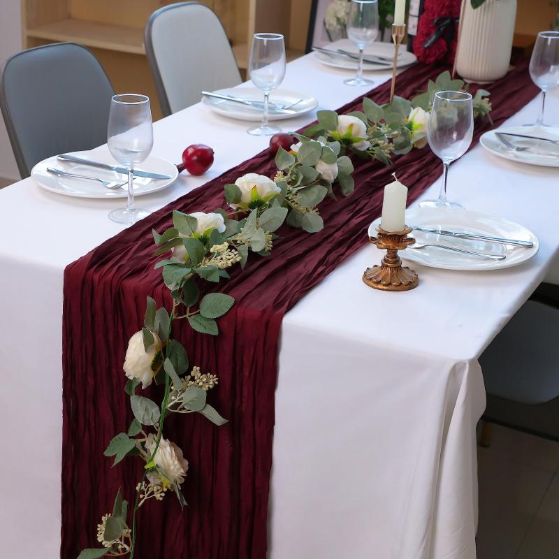 Rustic Boho Cheesecloth Table Runner - Ideal for Weddings & Parties
