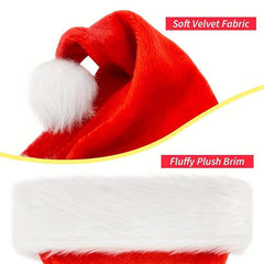 Christmas Plush Santa Hat Large Ball Short Plush Santa Claus Hat