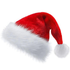 Christmas Plush Santa Hat Large Ball Short Plush Santa Claus Hat