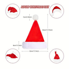 Christmas Plush Santa Hat Large Ball Short Plush Santa Claus Hat