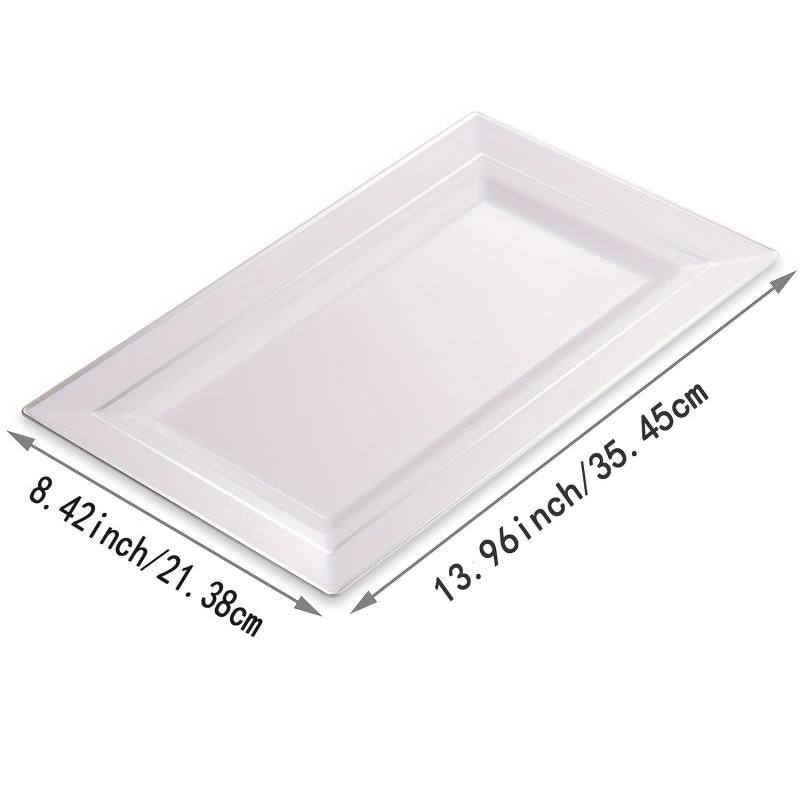 12pcs Silver Rim Rectangle Serving Trays Disposable Platters for Party
